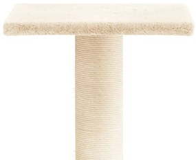 Poste arranhador para gatos com plataforma 38 cm cor creme