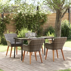 vidaXL Conjunto de Jantar para Jardim de 5 Peças em Rattan Cinzento