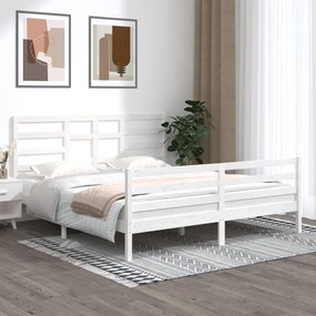 3105876 vidaXL Estrutura de cama super king 180x200 cm madeira maciça branco