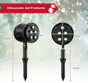 Projetor de Natal com estaca de gramado 5 LED Lâmpada de projeção com ângulo ajustável Decoração de Natal para ambientes internos e externos