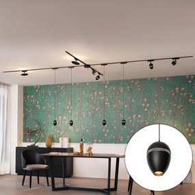 Sistema de iluminação de trilho com 10 luzes pretas monofásicas - Magnetic Eggy Puk