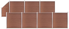 vidaXL Painel vedação WPC 7 quadrados+1 inclinado 1311x186cm castanho