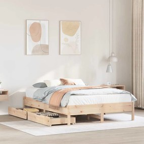 vidaXL Cama sem colchão 140x200 cm madeira de pinho maciça