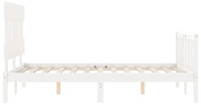 Estrutura de cama com cabeceira 140x190cm madeira maciça branco