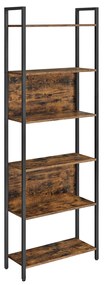 Estante de chão com 6 prateleiras em estilo industrial para casa. | VASAGLE | 60 x 24 x 186 cm | preto | LLS113B01.