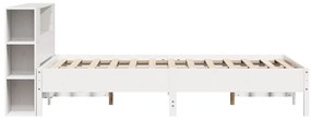 Cama com estante sem colchão 120x190 cm pinho maciço branco
