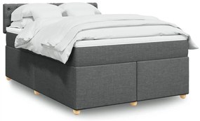 vidaXL Cama com molas/colchão 140x200 cm tecido cinzento-escuro