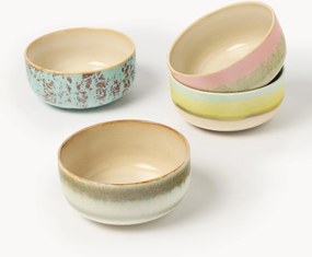 Taças artesanais com esmalte reativo 70's, conjunto de 4