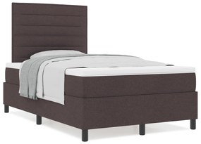 Cama Box Spring com Colchão Marrom Escuro 120x200 cm Tecido