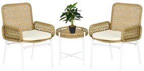 Conjunto Bistro de Mesa e Cadeiras para Exterior - 3 Peças