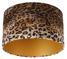 Abajur de veludo com estampa de leopardo 35/35/20 interior dourado Clássico / Antigo