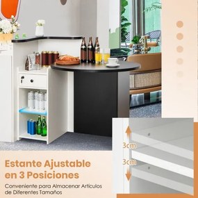 Balcão de recepção oval 120 x 70 x 100 cm com gaveta com fechadura Prateleira ajustável Balcão de retalho para caixa Branco