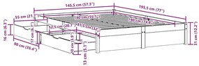 Cama sem colchão 140x190 cm madeira de pinho maciça branco