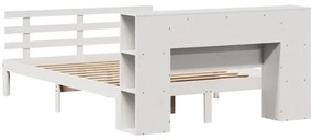 Cama com estante sem colchão 120x200 cm pinho maciço branco