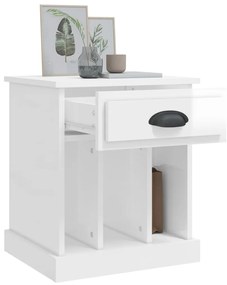 Mesas de cabeceira 2 pcs 43x36x50 cm branco brilhante