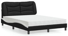 Cama com colchão 140x190 cm couro artificial preto