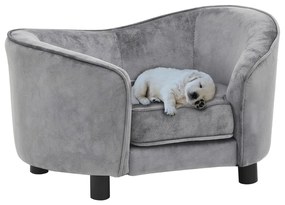 Sofá para cães 69x49x40 cm pelúcia cinzento
