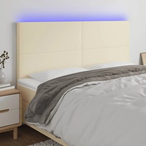 vidaXL Cabeceira cama c/ LED 180x5x118/128 cm couro artificial crème