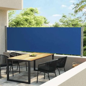 Toldo lateral retrátil para pátio 140x600 cm azul