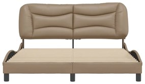 Estrutura cama cabeceira 160x200 cm couro artificial cappuccino