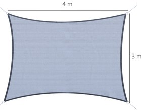 Vela de Sombra Retangular 4x3 m Toldo Vela com Proteção UV Bolsa de Tr
