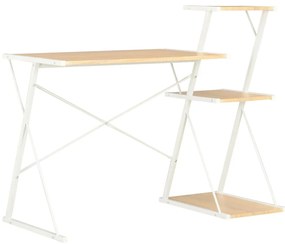 Secretária com prateleira 116x50x93 cm branco e carvalho
