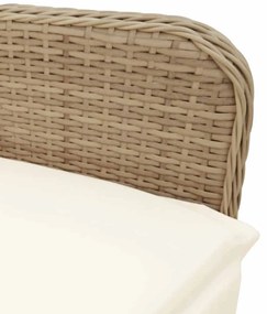 7 pcs conjunto bistrô de jardim c/ almofadões vime PE castanho