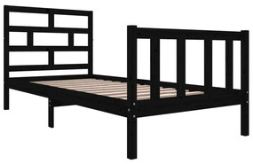 Estrutura de cama 90x200 cm madeira de pinho maciça preto