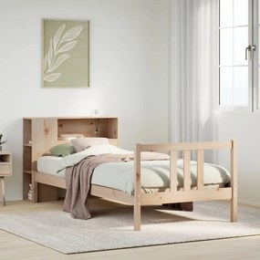 Cama com estante sem colchão 75x190 cm pinho maciço