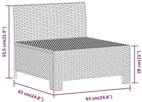 6 pcs conjunto lounge de jardim c/ almofadões vime PE cinzento