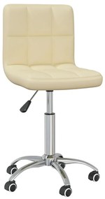 vidaXL Cadeira de jantar giratória couro artificial cor creme