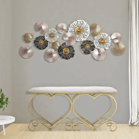 BANCO CORAÇÃO 105X37,5X51,5 CM DOURADO E CREME