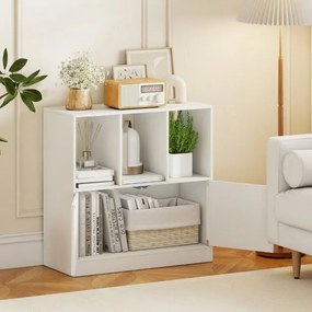 Estante de 3 cubos 70 x 30 x 70 cm com portas de 3 níveis com compartimentos abertos e armário organizador de armazenamento branco