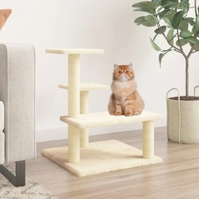 vidaXL Árvore p/ gatos c/ postes arranhadores sisal 61 cm cor creme