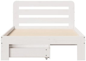 Cama sem colchão 90x200 cm madeira de pinho maciça branco
