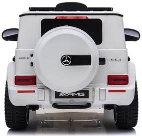 Carro elétrico para crianças 12V Mercedes G63 pneus de borracha, banco de couro Branco