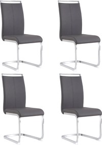 Conjunto de 4 cadeiras de jantar modernas, design ergonómico com encosto alto, 42x54x100 cm, Cinzento