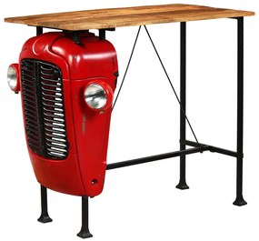 vidaXL Mesa bar trator madeira mangueira maciça 60x120x107 cm vermelho