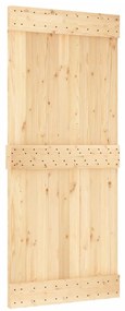 Porta de correr com ferragens 90x210 cm madeira de pinho maciça