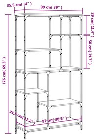 Estante 99x35,5x176 cm derivados de madeira/aço cinzento sonoma