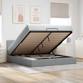 vidaXL Estrutura de cama otomana com colchão 180x200 cm cinzento claro
