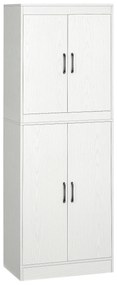 HOMCOM Armário de Cozinha Móvel Auxiliar de Cozinha com 4 Portas e 5 Prateleiras Estilo Moderno Anti-Tombo 60x36x168cm Branco