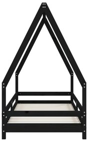 Estrutura de cama infantil 80x200 cm pinho maciço preto