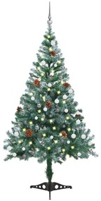 vidaXL Árvore de Natal pré-iluminada geada c/ bolas e pinhas 150 cm