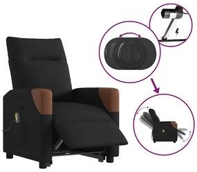 Poltrona elétrica elevatória massagens tecido preto