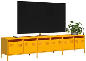 vidaXL Móvel de TV 202x39x43,5 cm aço laminado a frio amarelo mostarda