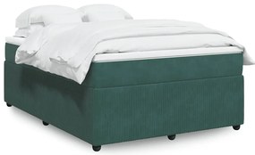 vidaXL Cama com molas/colchão 160x200 cm veludo verde-escuro