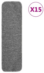 vidaXL Tapetes antiderrapantes retang. p/ escadas 15pcs 75x20 cm cinza
