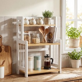 Suporte para especiarias em bambu para cozinha 18 x 41 x 53 cm , prateleira de arrumação com 3 níveis tom de carvalho natural