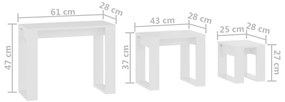 Mesas de encastrar 3 pcs madeira processada branco